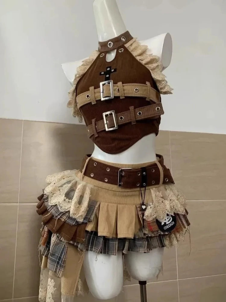Elegant Y2K Woman 2 Piece Sets Punk Gothic Strapless Crop Tops +High Waist Ruffle Skirt White Sets / XS Brown Sets / M White Sets / S White Sets / XS-Brown Sets / M-White Sets / S-Brown Sets / L-Brown Sets / XS-Brown Sets / S-Red Sets / S-Red Sets / M-Brown Sets / XL-Red Sets / XS-Red Sets / L-Red Sets / XL-Black Sets / XS-White Sets / XL-Black Sets / S-Black Sets / M-White Sets / M-Black Sets / L-White Sets / L-Black Sets / XL-