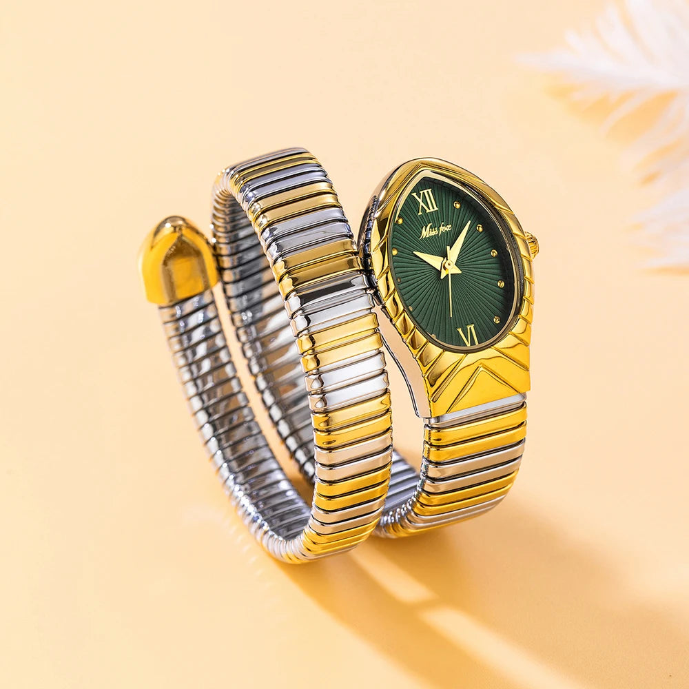 Women's Watches New Quartz Snake Shape Simple Ladies Watch Fashion Unique Strap Waterproof