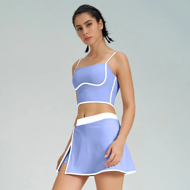 1/2PCS Yoga Set for Women Tennis Outfits Sports Bra Badminton Skirts Workout Sportswear Running Gym Wear Athletic Suits