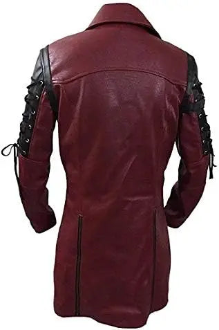 Men's Gothic Trench Coat Leather Punk Style Biker Jacket