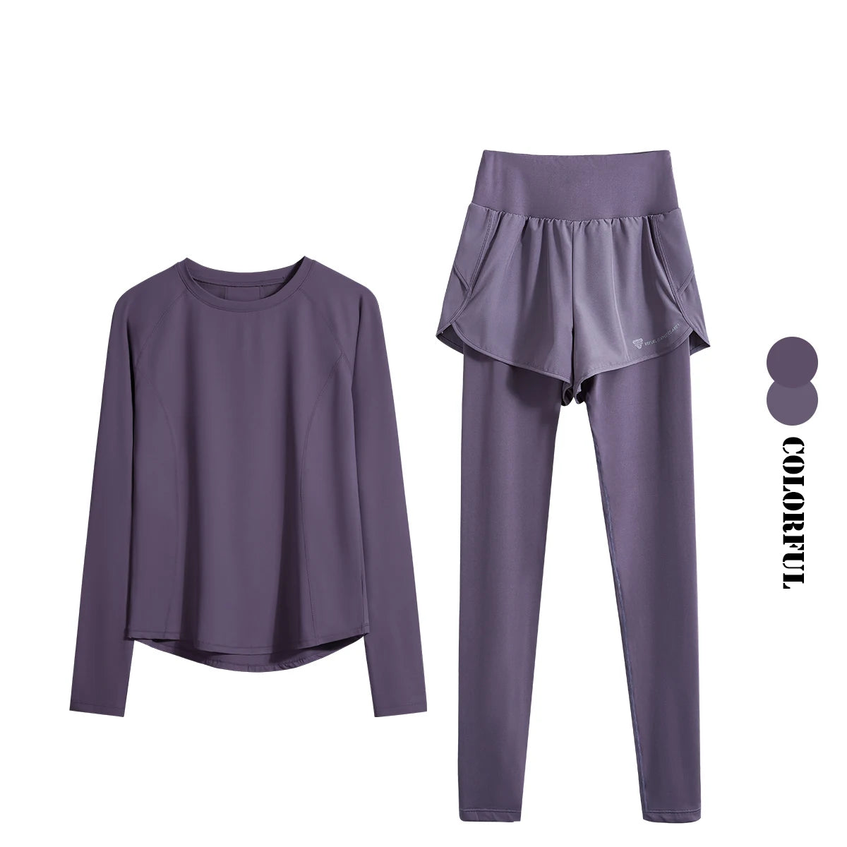2PCS Sports Set Women Seamless Yoga Suit Fitness Shirt High Waist Leggings Set Outfit Yogawear