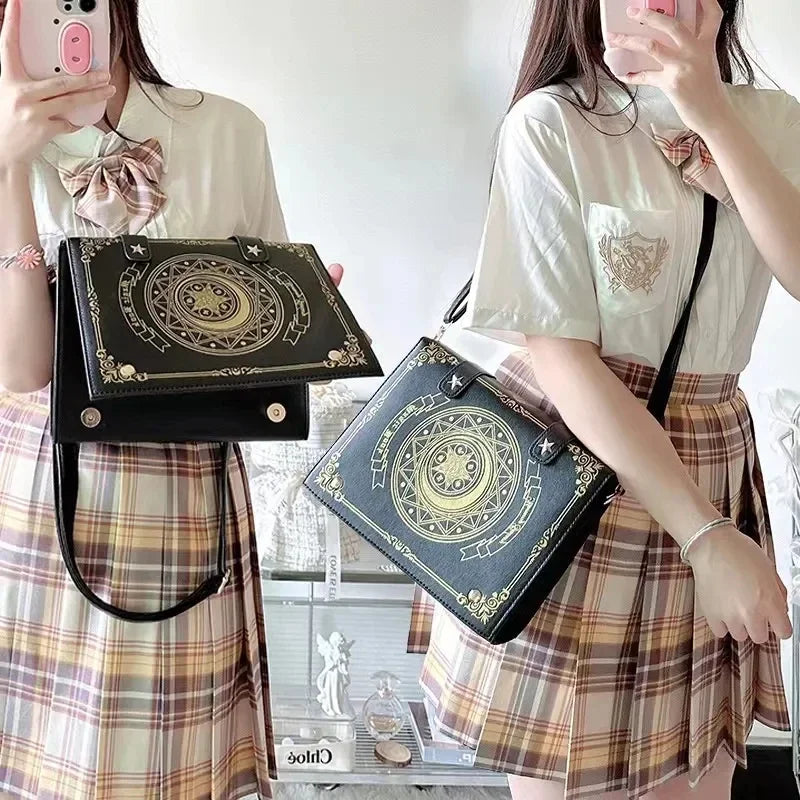 Gothic Square Black Shoulder Bag Luxury Designer Handbags Messenger Tote Bags Women