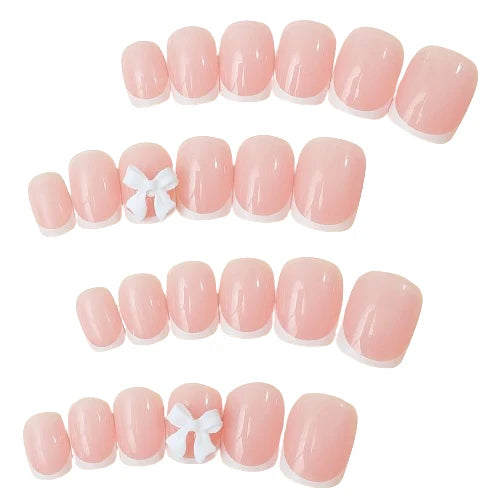 French Tips Press-on Nail Long Lasting Elegant Artificial Nail Manicure