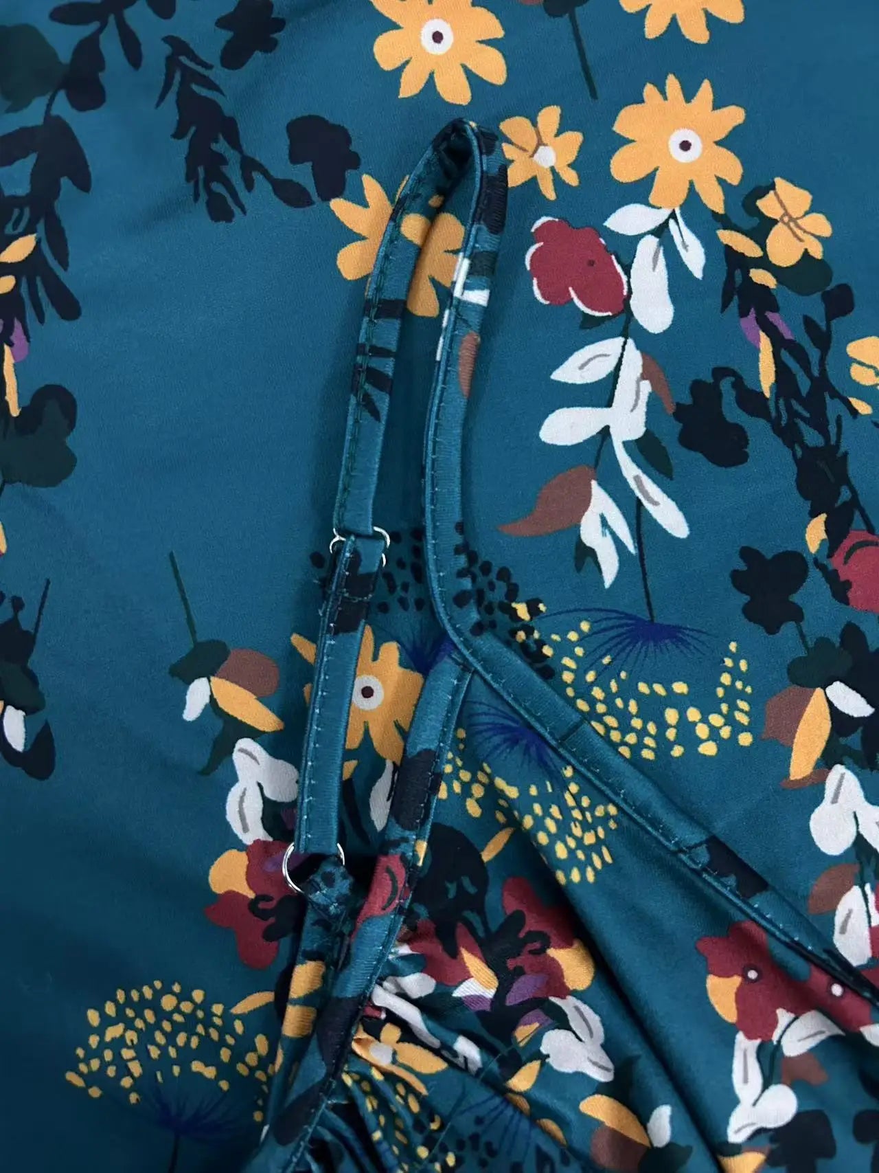 Plus-size floral print vacation style jumpsuit with pockets