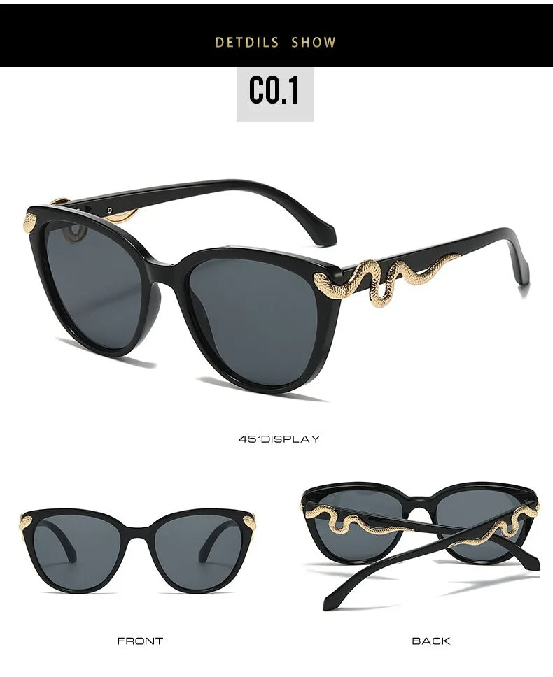 Metal Snake Trendy Street Shot Sun Glasses Brand Designer Ladies