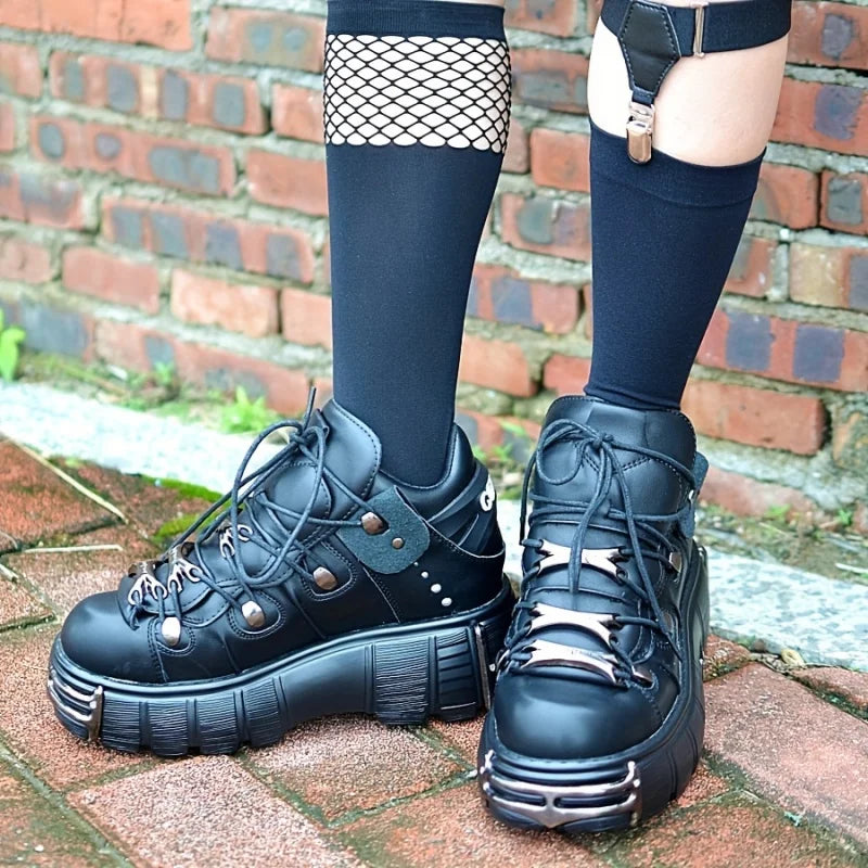 Thick Bottom Platform Rock Metal Decoration Casual Trainers Punk Style Gothic Sport Shoes