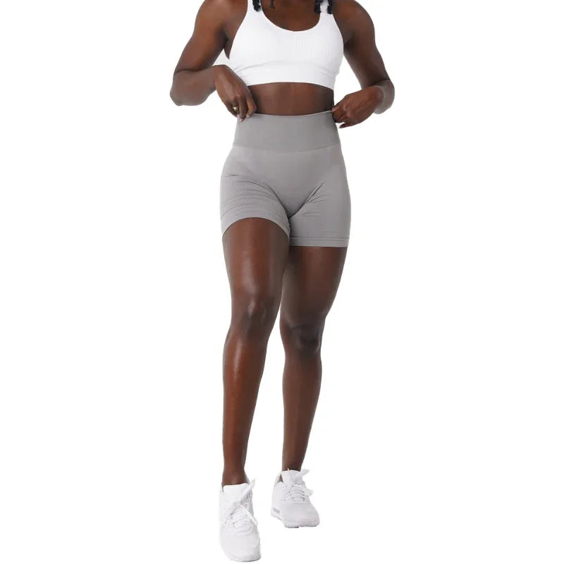 Spandex Solid Seamless Shorts Women Soft Workout Tights Fitness Outfits Yoga Pants Gym Wear