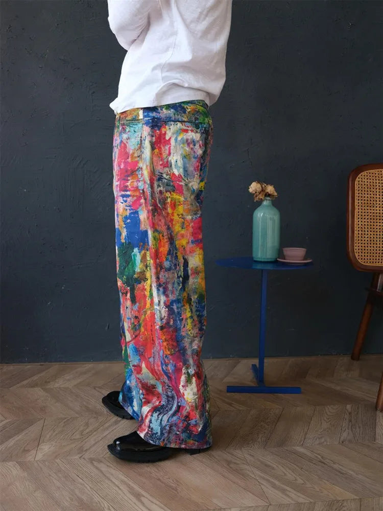 Graffiti Painting Baggy Jeans Pants For Men Designer Wide Leg Denim Trousers Multicolour / S / CHINA Multicolour / M / CHINA Multicolour / L / CHINA Multicolour / S / CHINA-Multicolour / M / CHINA-Multicolour / L / CHINA-Multicolour / XL / CHINA-Multicolour / 2XL / CHINA-Multicolour / 3XL / CHINA-