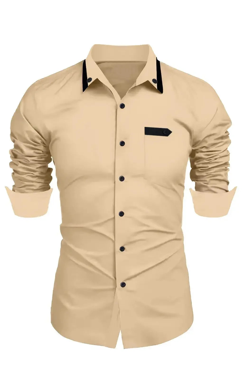 Men's Casual Solid Color Long Sleeve Shirt Soft and Comfortable