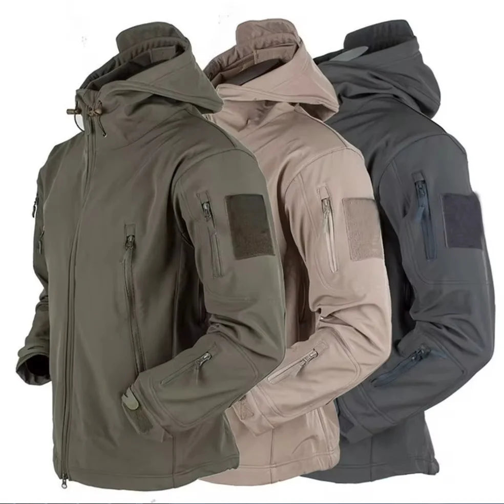 Military Shark Skin Soft Shell Jacket Mens Tactical Windproof Waterproof Army Hooded