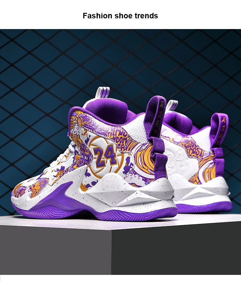 Men's Basketball Breathable Outdoor Shoes Fashion Graffiti Training Shoes