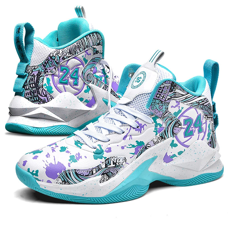 Men's Basketball Breathable Outdoor Shoes Fashion Graffiti Training Shoes White Moon United States