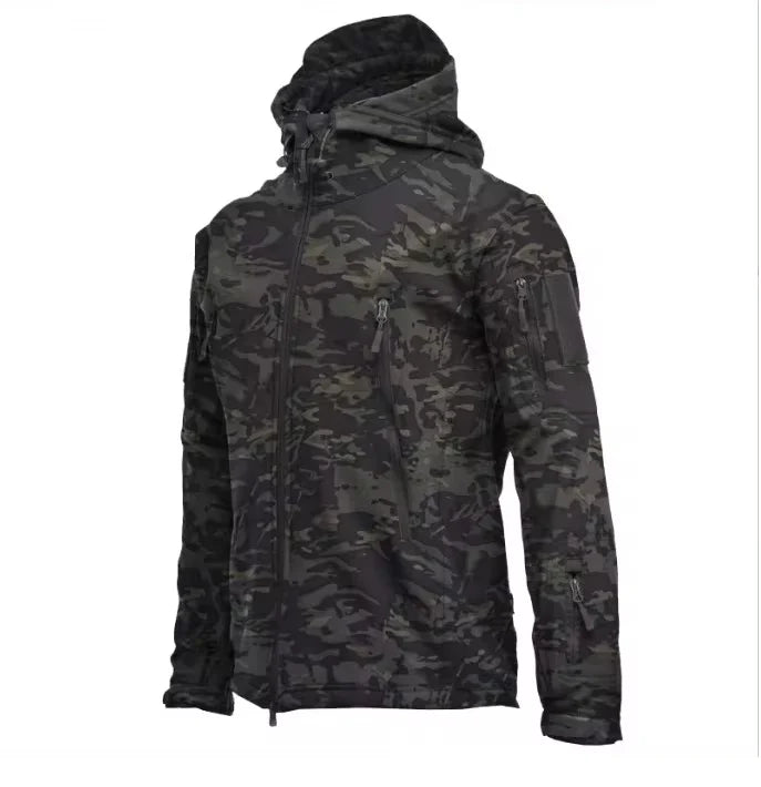 Military Shark Skin Soft Shell Jacket Mens Tactical Windproof Waterproof Army Hooded