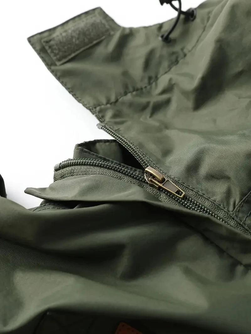 Detachable windproof sleeved hooded jacket suitable for outdoor activities men's casual waterproof multi pocket jacket vest