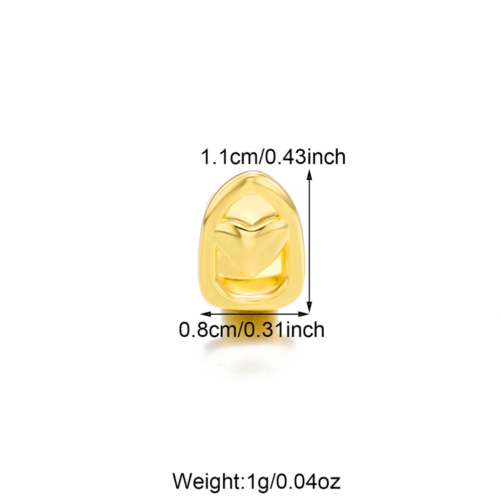 1PCS Hip Hop Single Teeth Grillz For Men Women Gold Silver Color Copper Grillz