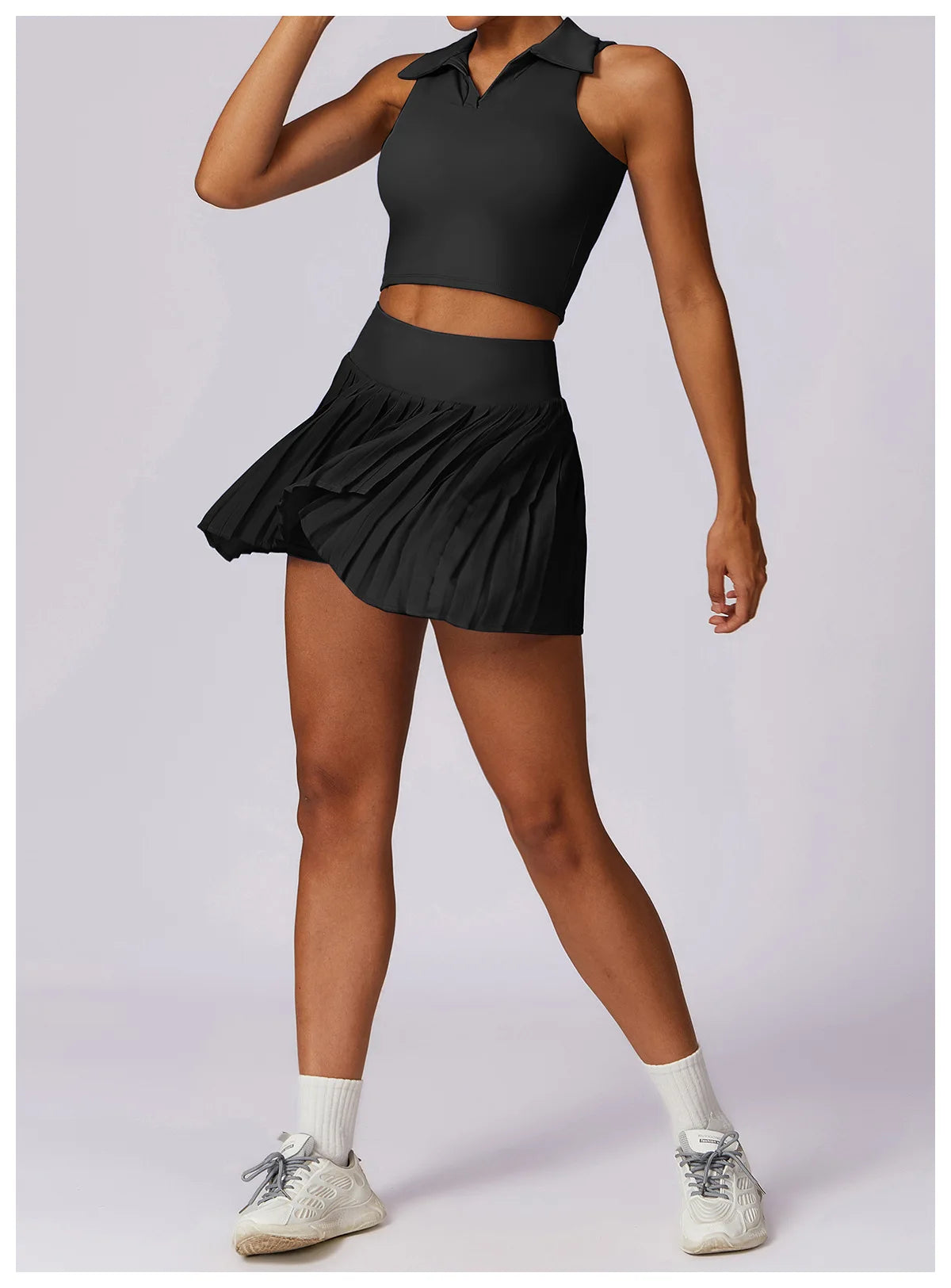 2 Pieces Sports Set for Women Yoga Suit Sportswear Fitness Top Sports Short Skirt Gym Push Up Workout