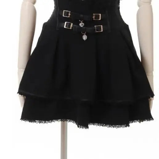 Mini Cake Skirts Womens Jupe Fairy Bandage Lolita High Waist Y2k Aesthetic Sweet Lace Gothic
