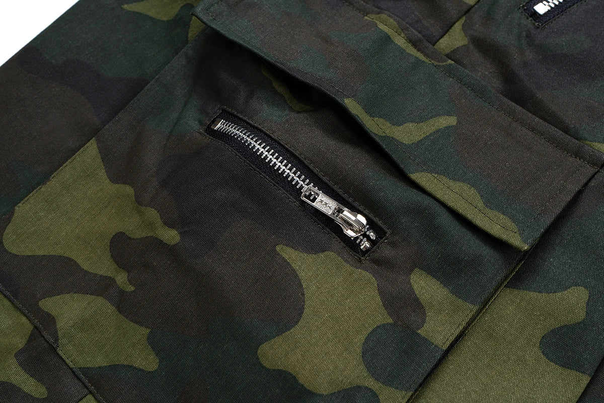 Color Match Multi-pockets Camouflage Cargo Pants for Men and Women Patchwork Baggy Overalls