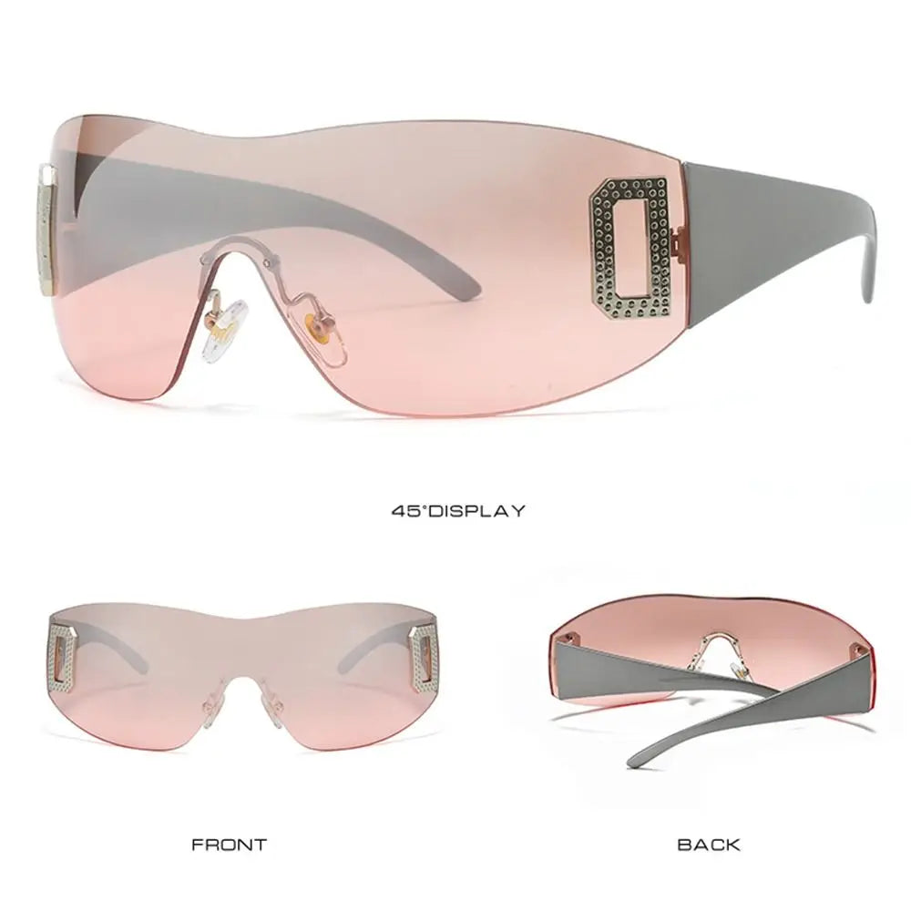 Luxury Y2K One Piece Sunglasses Women Brand Designer New Punk Sports Sun Glasses Men Goggle Shades UV400 Fashion Letter Eyewear