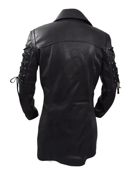 Men's Gothic Trench Coat Leather Punk Style Biker Jacket