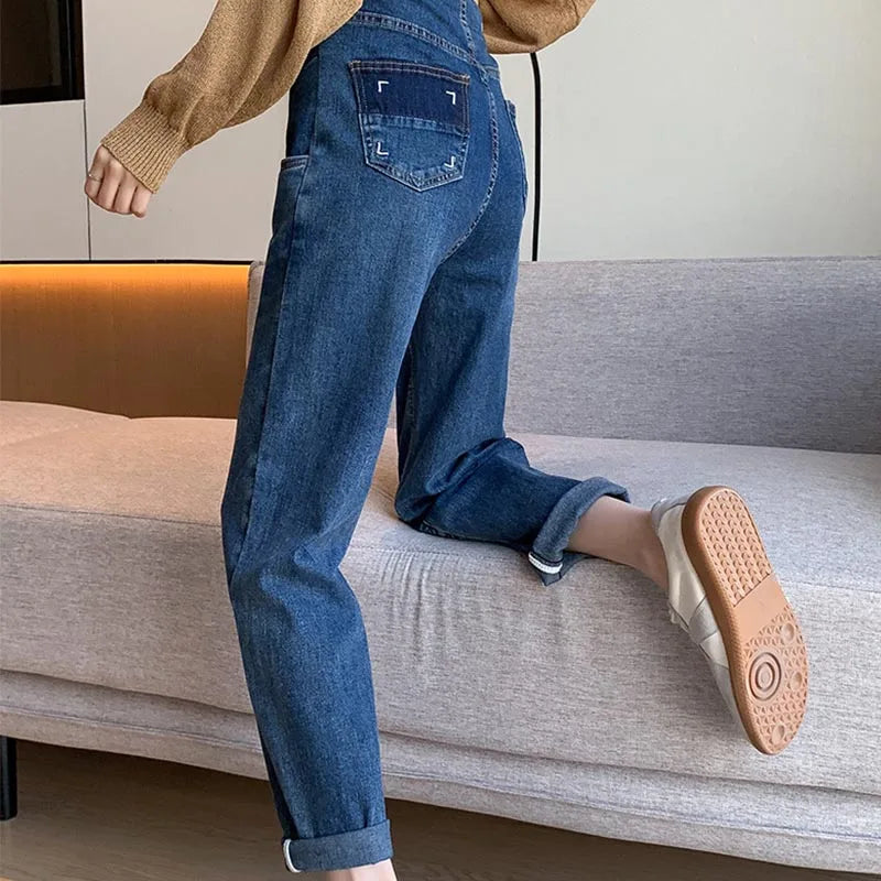Maternity Jeans Denim Adjustable Belly Wide Leg Pants for Pregnant Women Loose