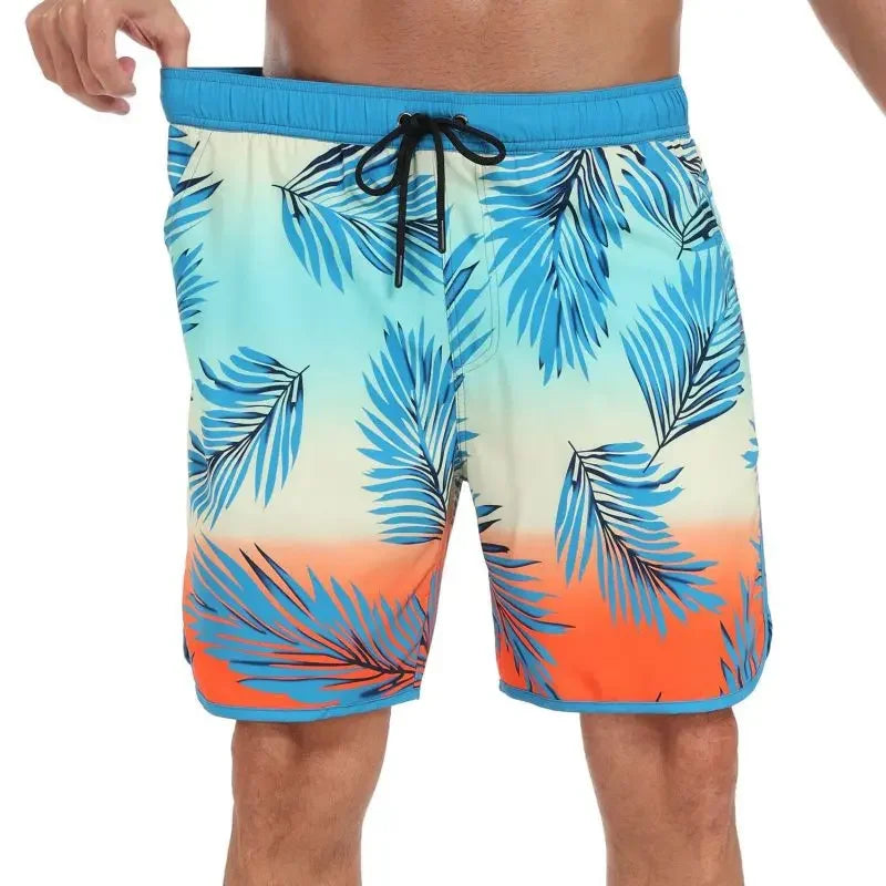 Men's Drawstring Printed Swimsuit Men Quick Dry Beach Shorts