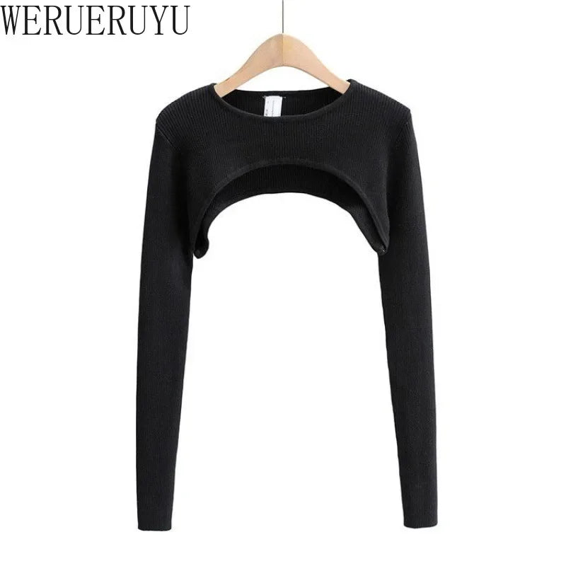 Women Long Sleeve Crop Top Y2k Aesthetic Clothes O-neck