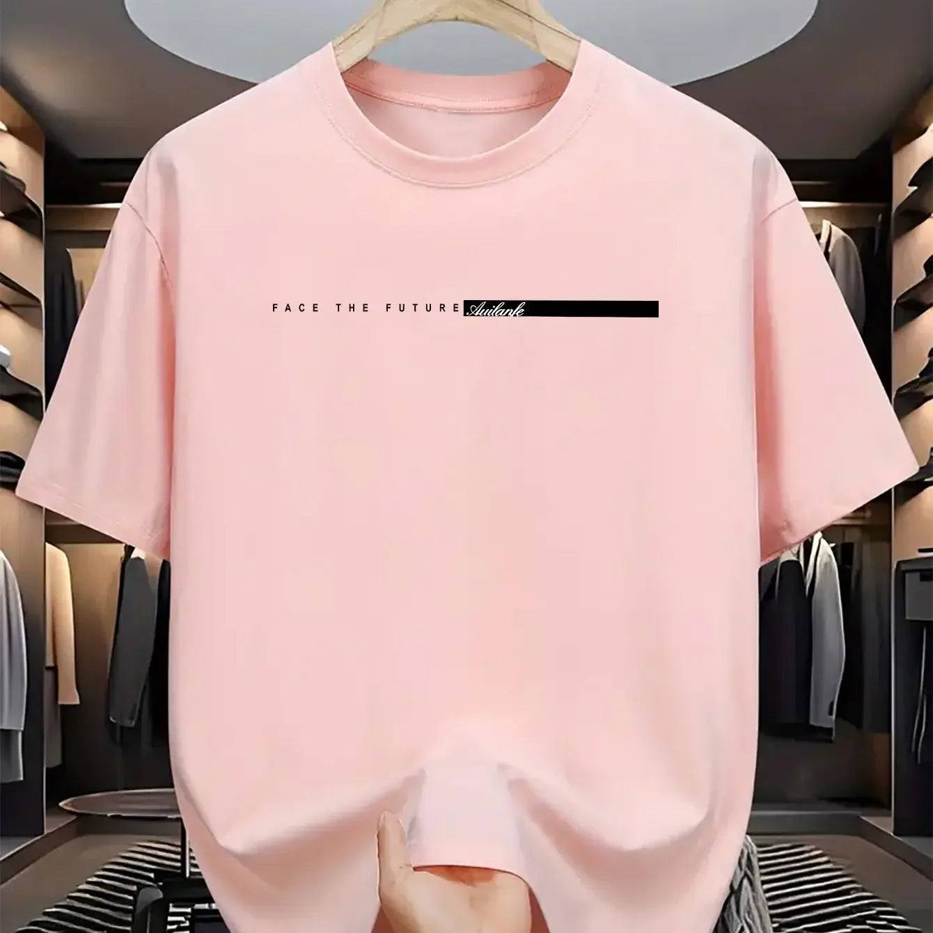 Men's Casual T-shirt, Round Neck Short Sleeves Letter Print Unisex Short Sleeves