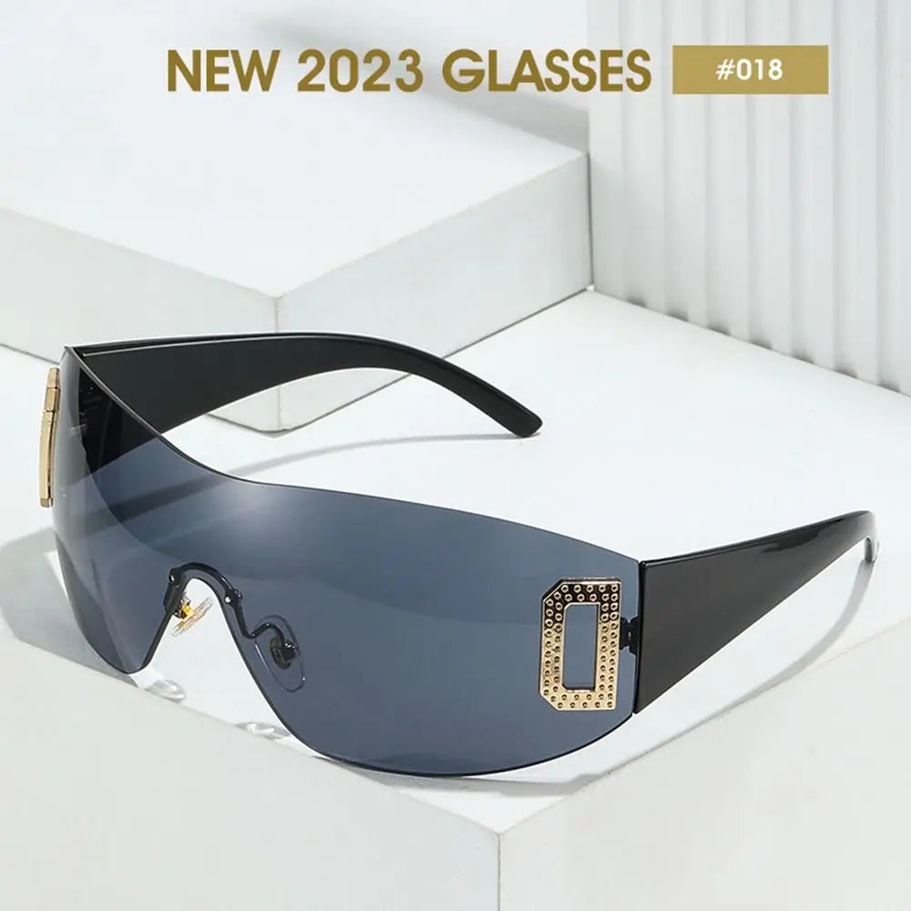 Luxury Y2K One Piece Sunglasses Women Brand Designer New Punk Sports Sun Glasses Men Goggle Shades UV400 Fashion Letter Eyewear