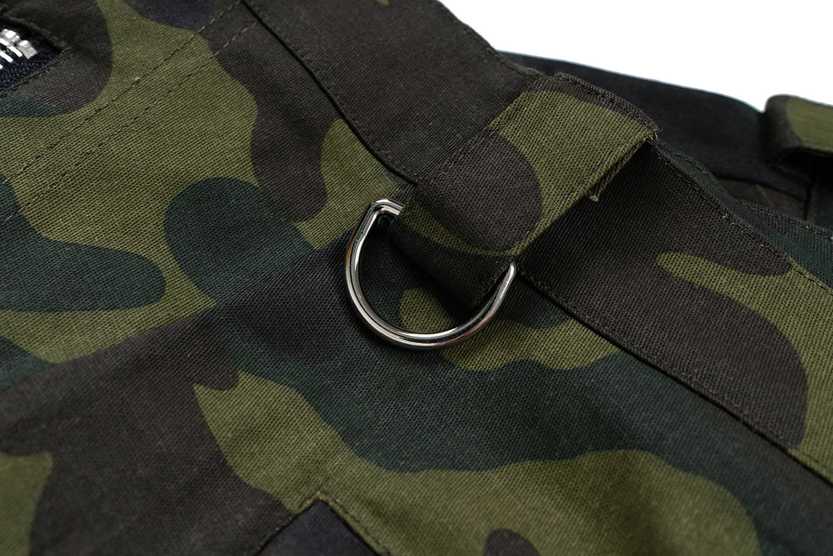 Color Match Multi-pockets Camouflage Cargo Pants for Men and Women Patchwork Baggy Overalls