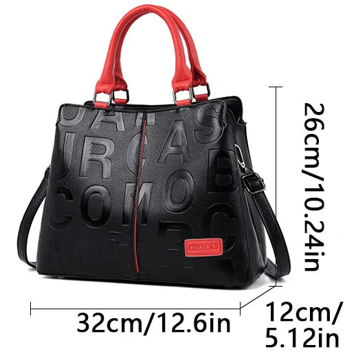 2-layer pockets Letter Printing Luxury Handbags Women Leather Bags Vintage Ladies Shoulder Crossbody Bags for Women Tote Bag