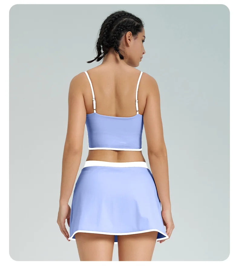 1/2PCS Yoga Set for Women Tennis Outfits Sports Bra Badminton Skirts Workout Sportswear Running Gym Wear Athletic Suits