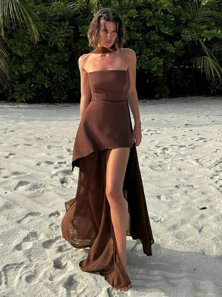 Strapless Dress With Ribbon Female Elegant Sleeveless Mesh Beach Vacation Long Dress Red / S Red / M Red / L Red / S-Red / M-Red / L-Blue / L-Yellow / S-Yellow / M-Yellow / L-Blue / S-Blue / M-Coffee / L-Coffee / M-Coffee / S-Wine Red / L-Wine Red / M-Wine Red / S-Black / L-Black / M-Black / S-White / L-White / M-White / S-