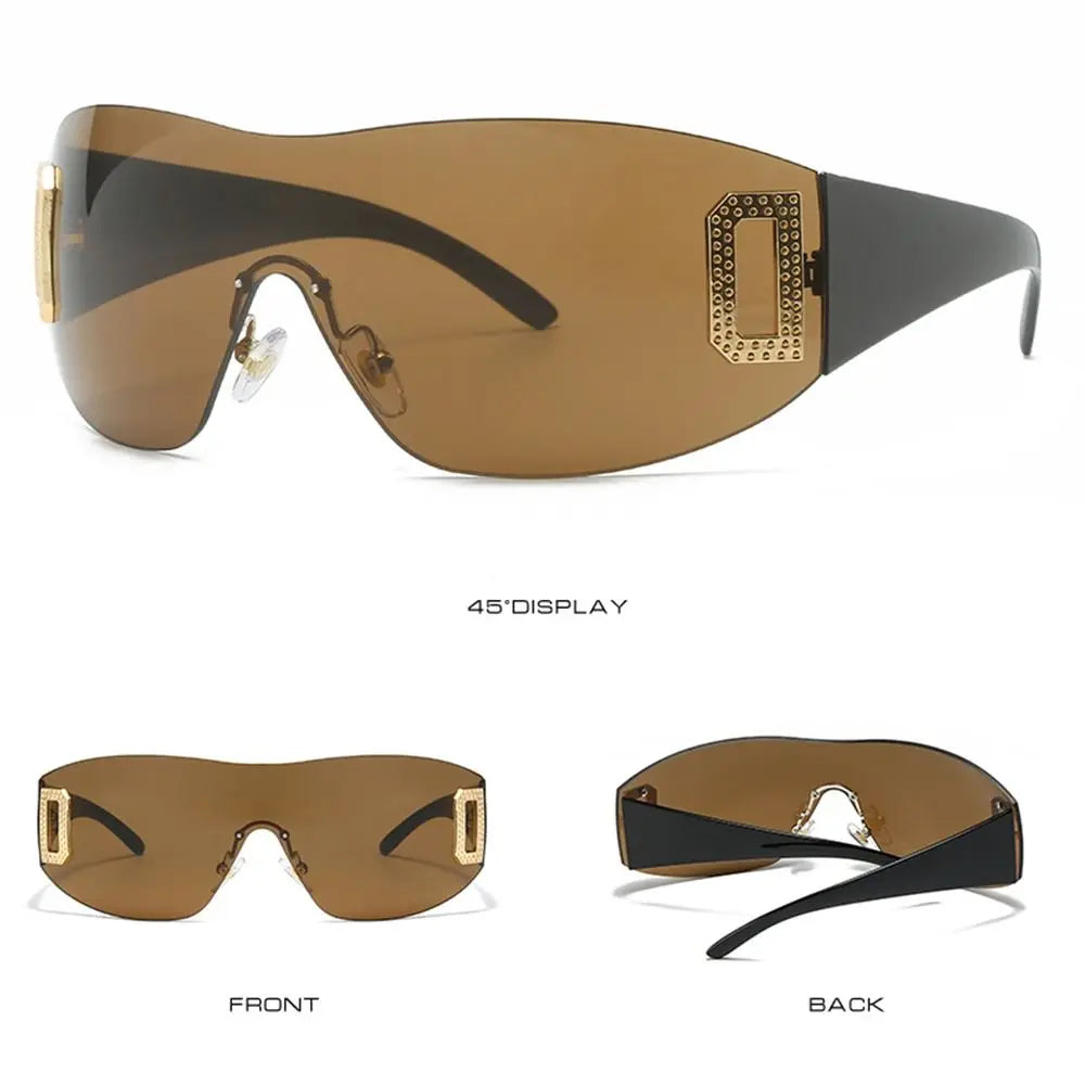 Luxury Y2K One Piece Sunglasses Women Brand Designer New Punk Sports Sun Glasses Men Goggle Shades UV400 Fashion Letter Eyewear