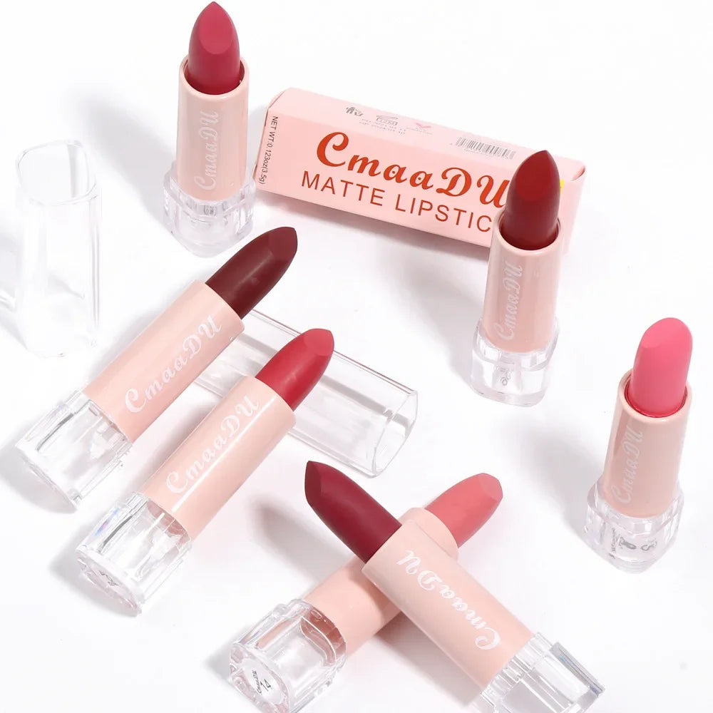 1PC Matte Nude Lipstick Waterproof Long Lasting Non-stick Red Pink Velvet Lipsticks Women Makeup Cosmetic 15 Colors 13 14
