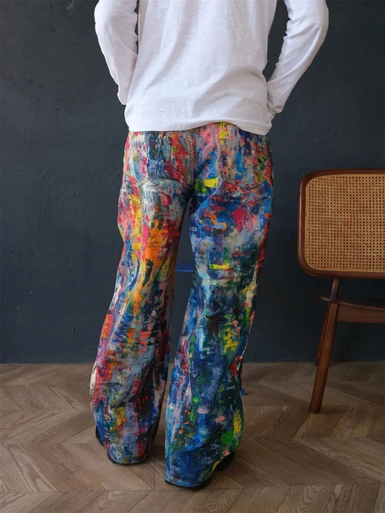 Graffiti Painting Baggy Jeans Pants For Men Designer Wide Leg Denim Trousers Multicolour / S / CHINA Multicolour / M / CHINA Multicolour / L / CHINA Multicolour / S / CHINA-Multicolour / M / CHINA-Multicolour / L / CHINA-Multicolour / XL / CHINA-Multicolour / 2XL / CHINA-Multicolour / 3XL / CHINA-