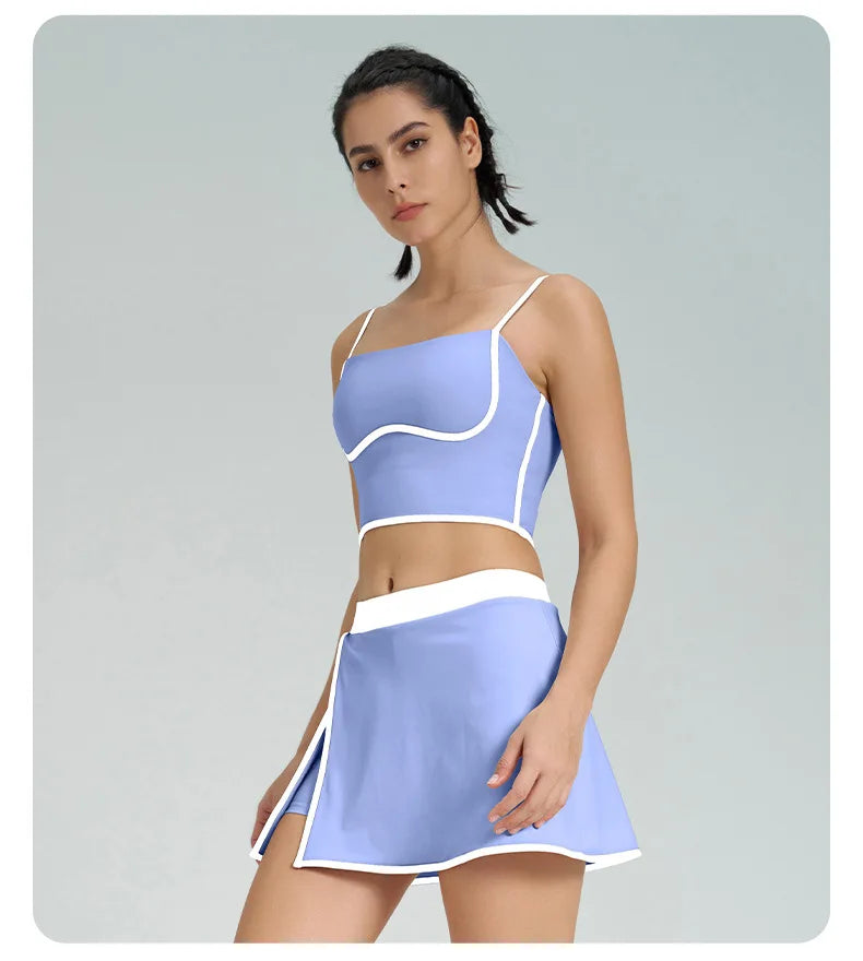 1/2PCS Yoga Set for Women Tennis Outfits Sports Bra Badminton Skirts Workout Sportswear Running Gym Wear Athletic Suits