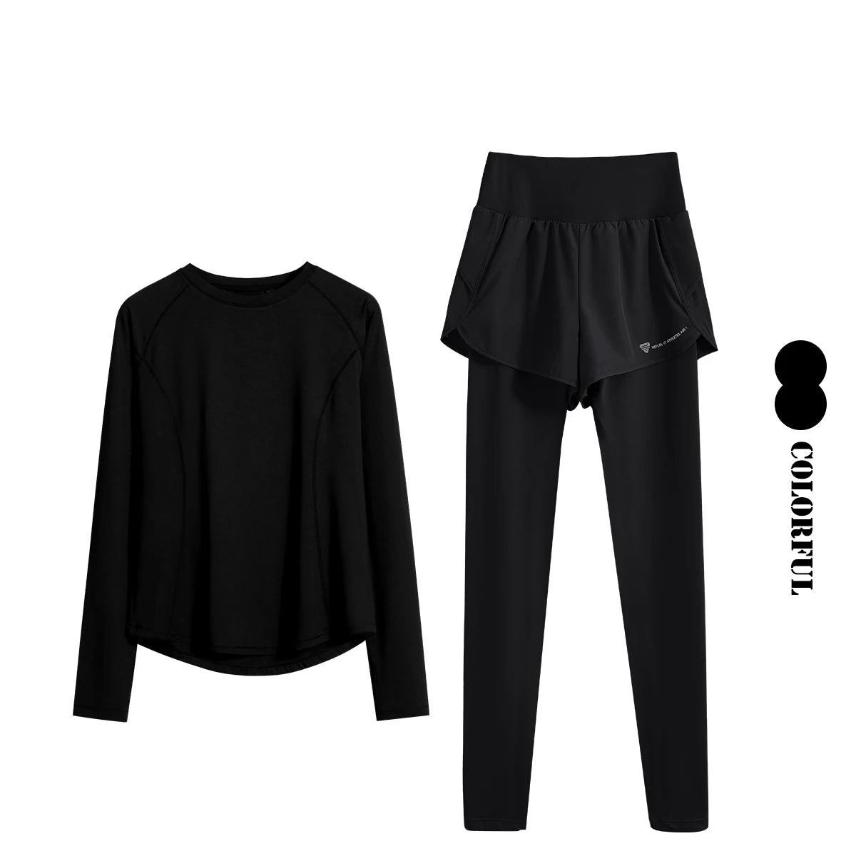2PCS Sports Set Women Seamless Yoga Suit Fitness Shirt High Waist Leggings Set Outfit Yogawear