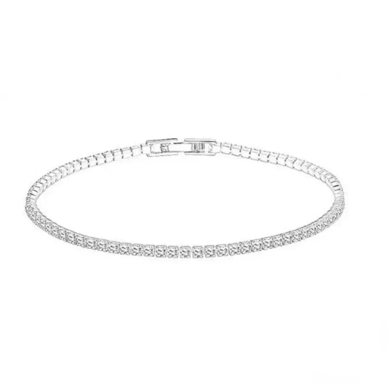 Silver Plated Jewelry 17CM 19CM 21CM Tennis Bracelet Zirconia Anniversary Gift Real Sterling Silver Bangle Bracelets women Plated Silver / 17cm / Clear Plated Silver / 19cm / Clear Plated Silver / 21cm / Clear Plated Silver / 17cm / Clear-Plated Silver / 19cm / Clear-Plated Silver / 21cm / Clear-