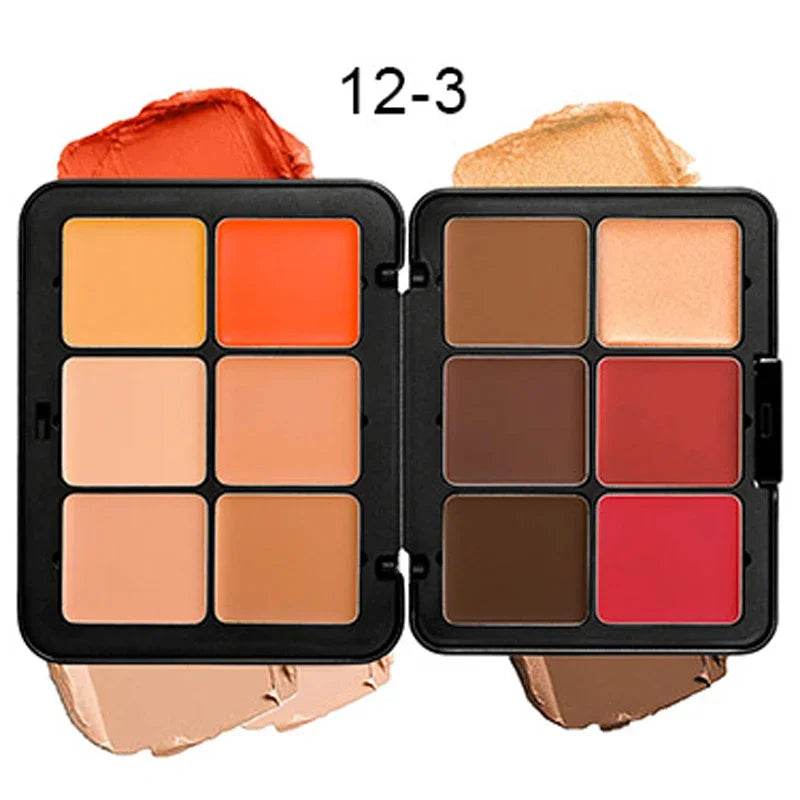 12-color Concealer Blush Cream Matte Highlight Contour Makeup All-in-one Palette Contouring - Fashionqueene.com