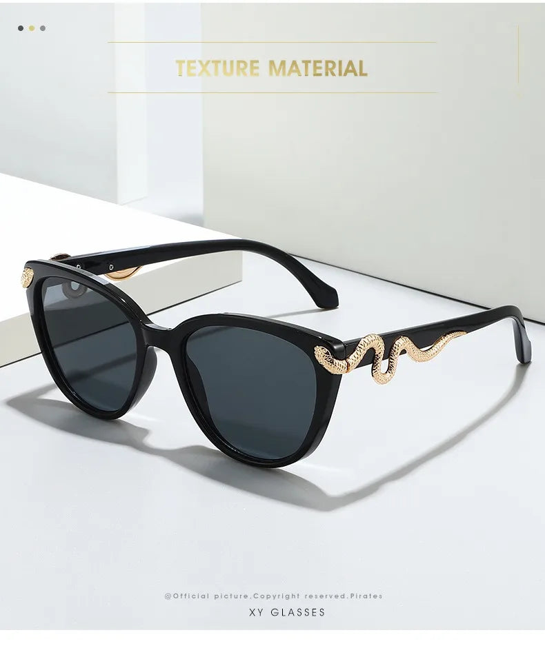 Metal Snake Trendy Street Shot Sun Glasses Brand Designer Ladies
