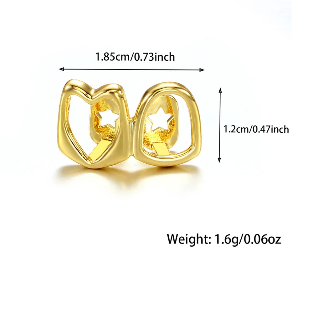 1PC Single Hip Hop Star Heart Pattern Teeth Grillz Removable Dental Grills Teeth Punk Teeth Caps