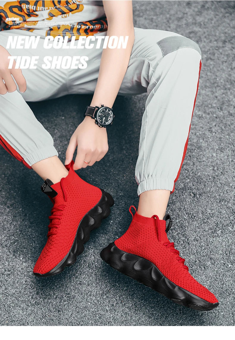 Mens High Top Fashion Sneakers Breathable Shoes Comfortable Sneakers Heighten Sports Shoes Men Lightweight
