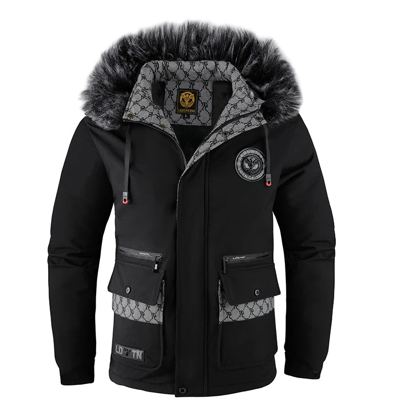 Men's Hooded Cotton Jacket Windproof Padded Cold Pure Color Simple