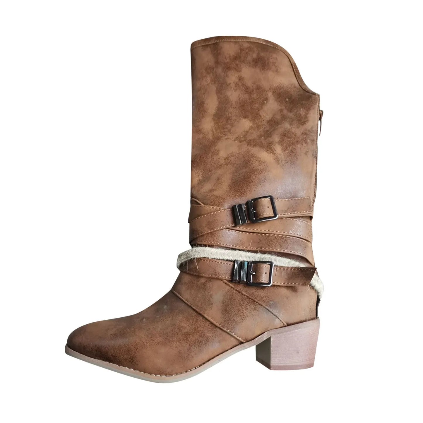 Womens Boots Knee High Wide Calf Heel Pointed Toe Nine Half Boots Brown / 38 / United States Brown / 39 / United States