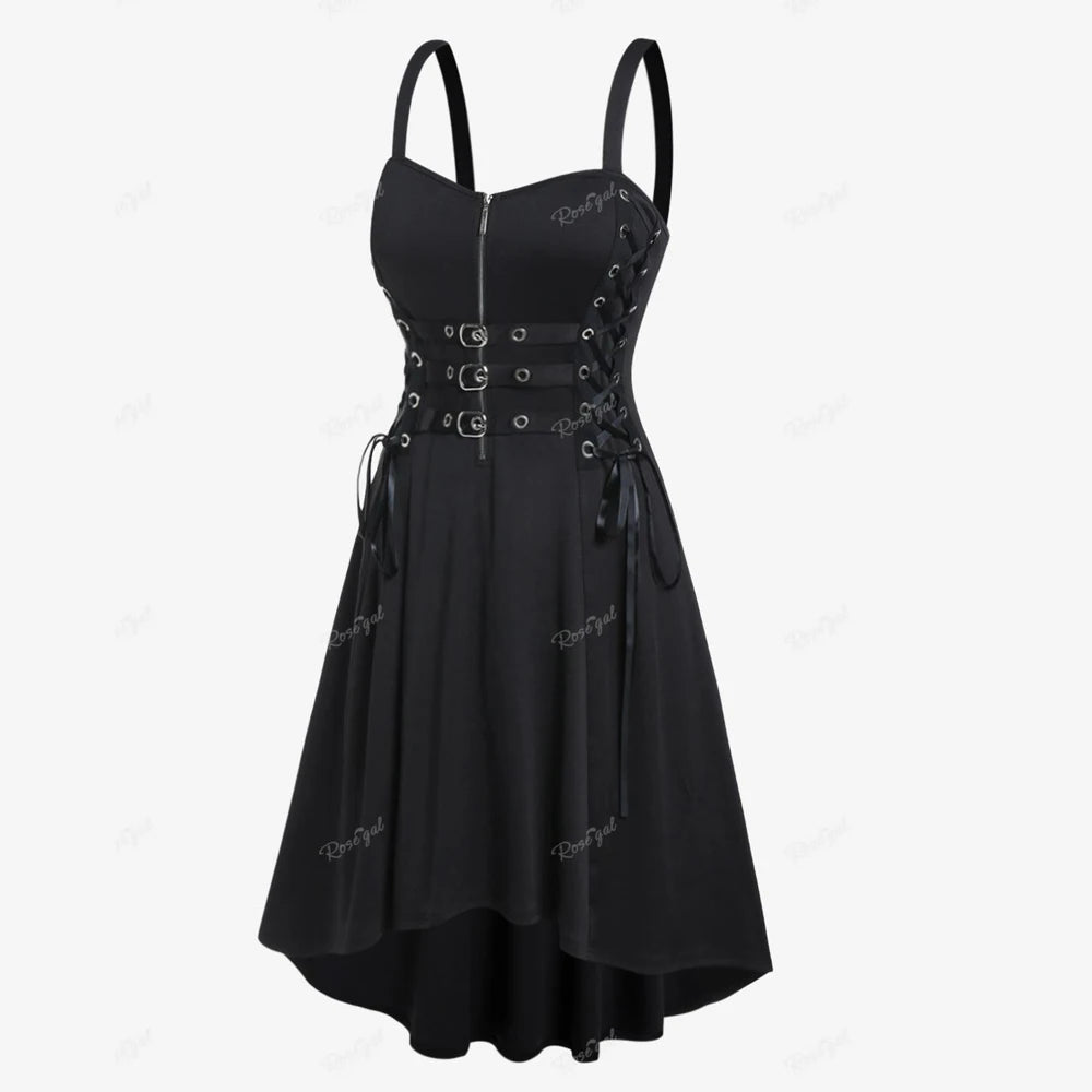 Plus Size Gothic Buckled Lace Up Midi Dress High Waist Sweetheart Neck Asymmetrical Black 01 / XL Black 01 / XXL Black 01 / M Black 01 / XL-Black 01 / XXL-Black 01 / M-Black 01 / L-Black / XXXL-Black 01 / S-Black 01 / XXXL-Black / XXL-Black / S-Black / M-Black / L-Black / XL-
