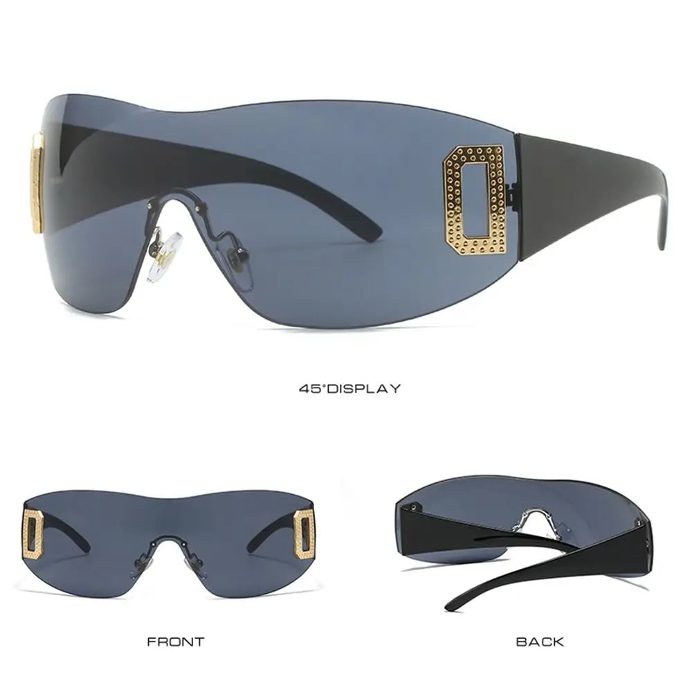 Luxury Y2K One Piece Sunglasses Women Brand Designer New Punk Sports Sun Glasses Men Goggle Shades UV400 Fashion Letter Eyewear