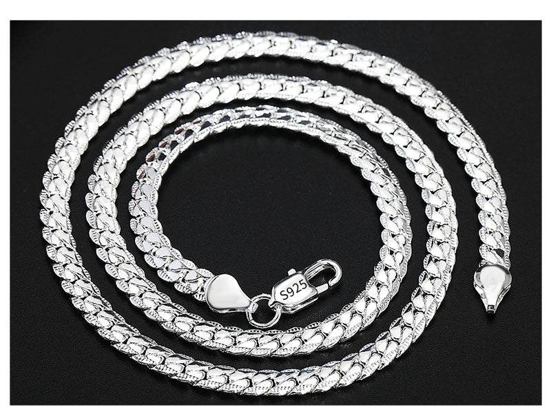 18K Gold/Silver Color 6mm Necklace 8/18/20/24 Inch Chain For Woman Men - Fashionqueene.com