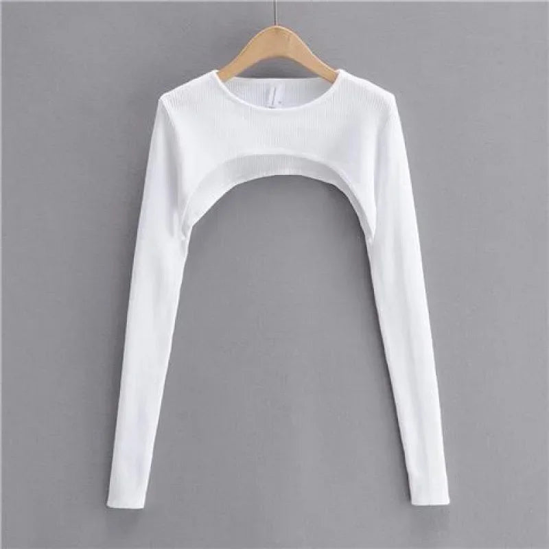 Women Long Sleeve Crop Top Y2k Aesthetic Clothes O-neck