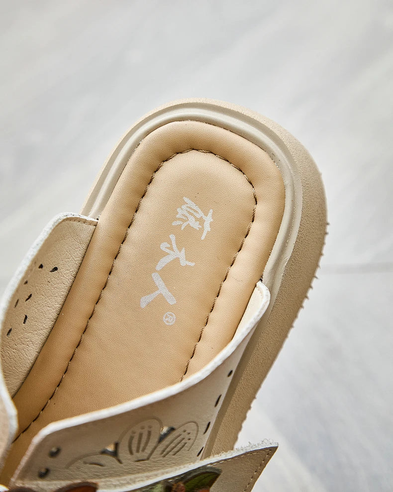 5cm Cow Genuine Leather Flats Comfy Shoes Platform Wedge Appliques Flower Hook Hollow Elthnic Women Slipper Mary Jane Rubber beige / 35 red / 40 red / 39 beige / 35-red / 40-red / 39-red / 38-red / 37-red / 36-red / 35-beige / 40-beige / 39-beige / 38-beige / 37-beige / 36-